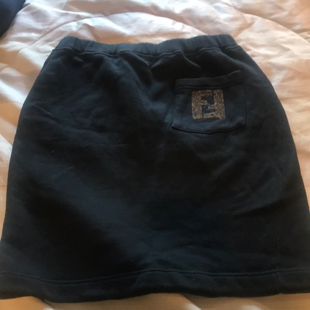 Fendi black sweatshirt material logo skirt